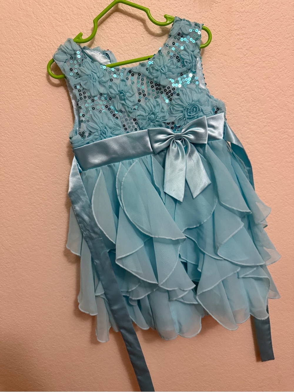 American Princess Light Blue Sequin & Ruffle Party Dress